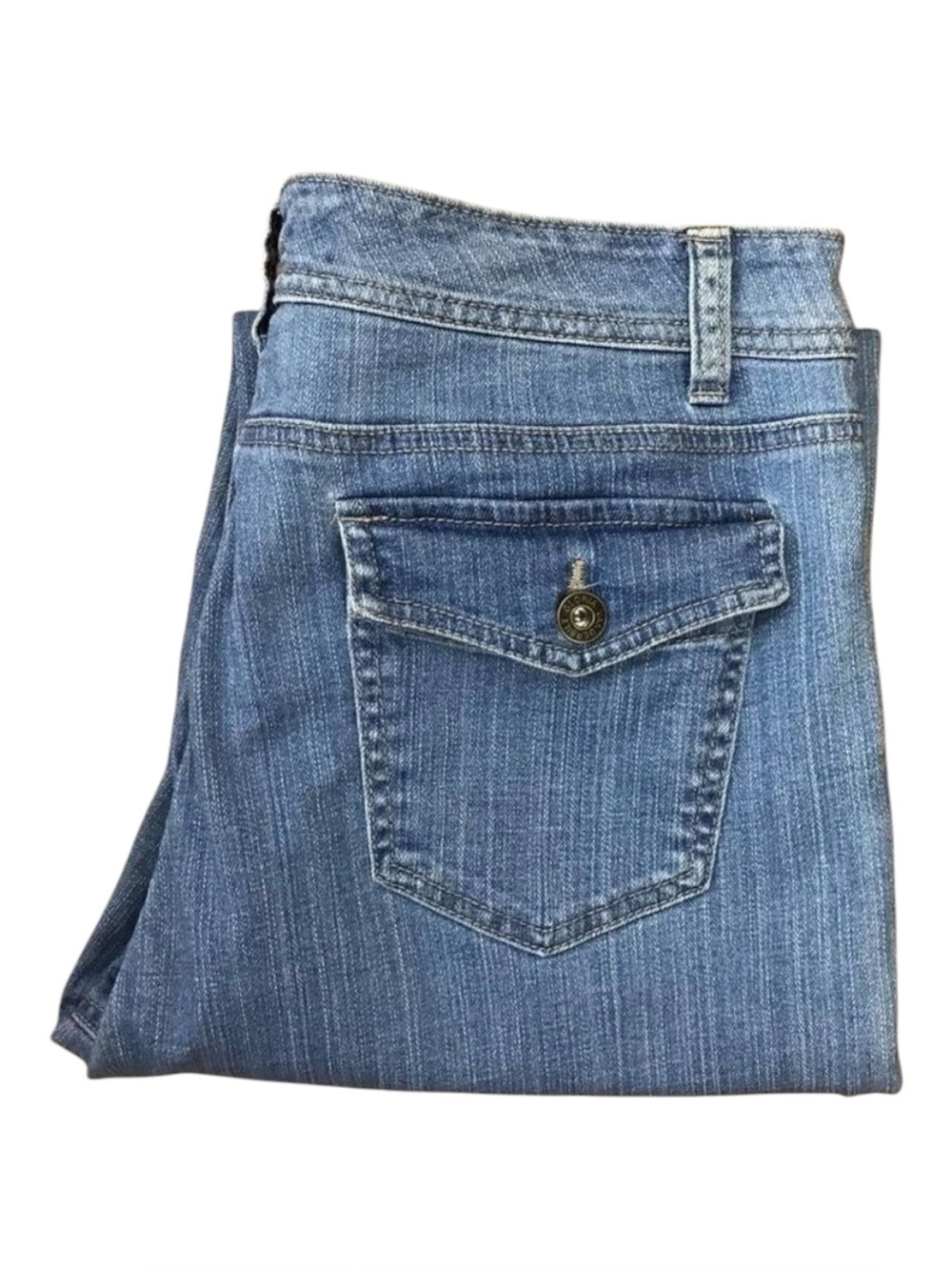 Gloria Vanderbilt Bootcut Jeans Women’s 14 Petite flap pockets Stretch mid high